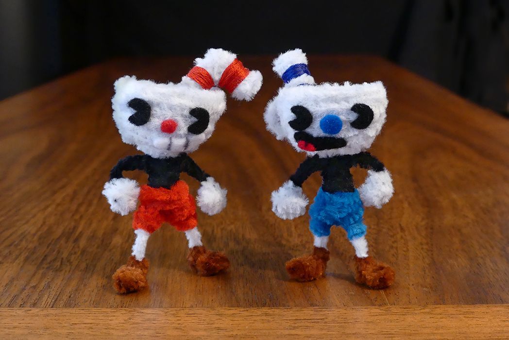 Pipe Cleaner Figures - Cuphead & Mugman (from the video game