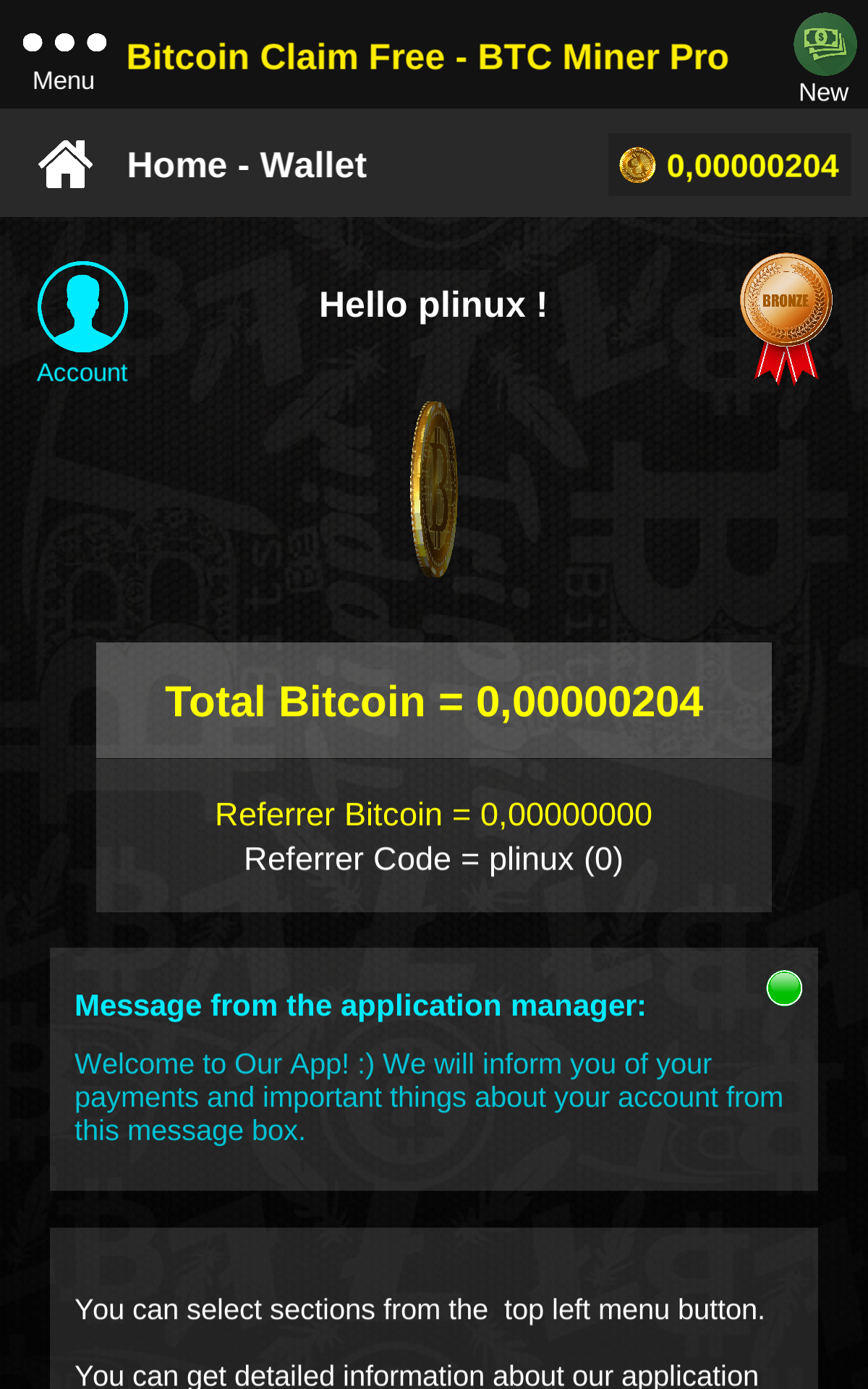 Android App Claim Free Bitcoin Every 15 Min Lottery Mining - 