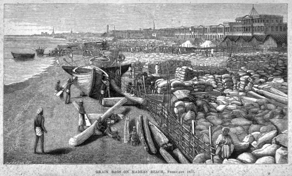 GrainFamineMadras grain ready for export during the famine digby 1878.jpg
