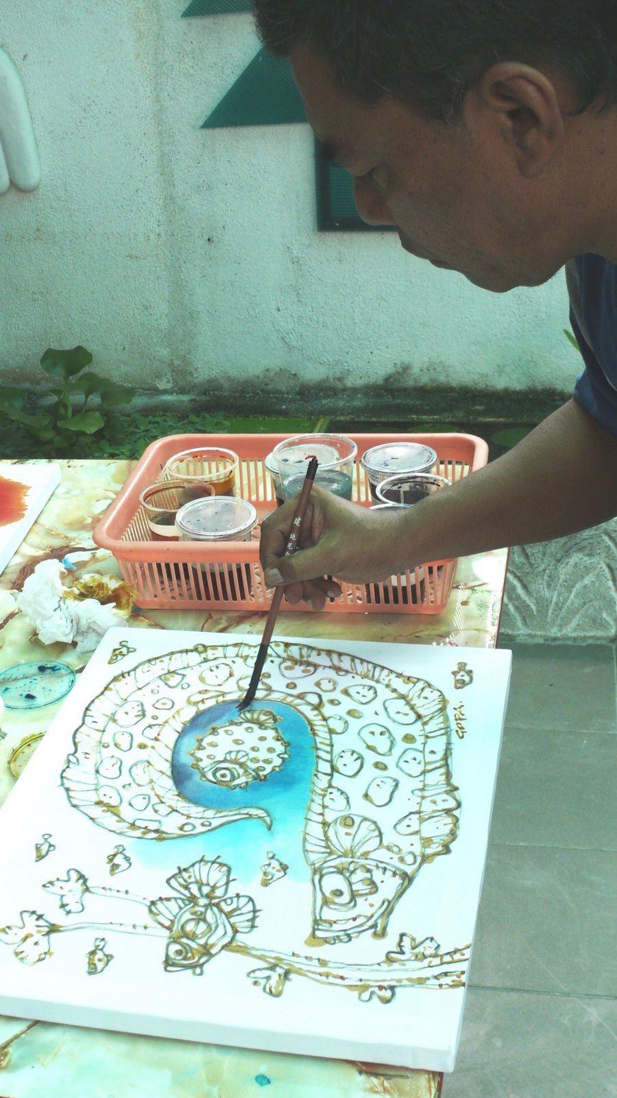 Step By Step. Handmade Batik Drawing By Ghafar Bahari. Malaysia 