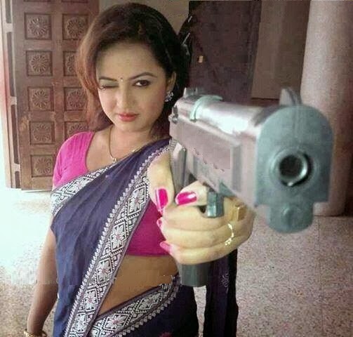 Indian Women with Gun Funny Photo.jpg