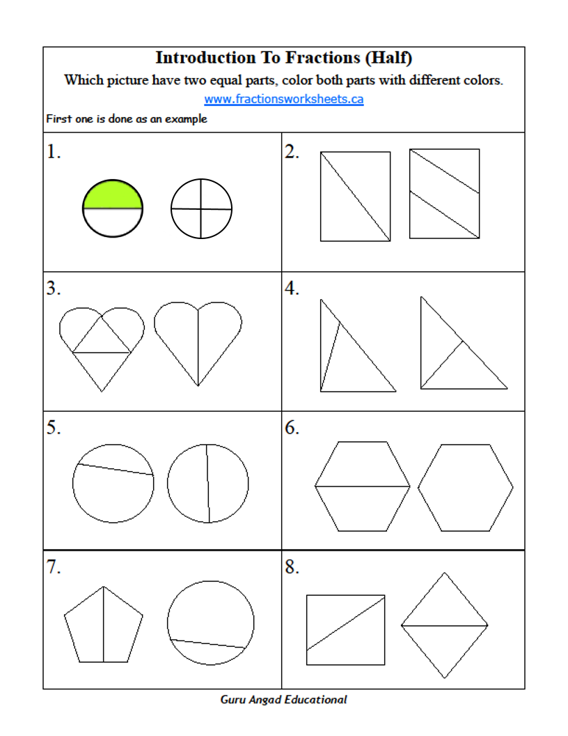 2nd Grade Fractions Worksheet