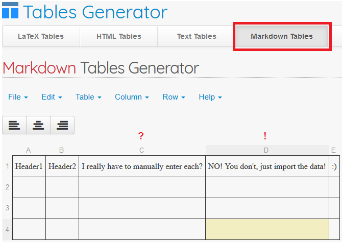 Markdown Generator: why build content tables —