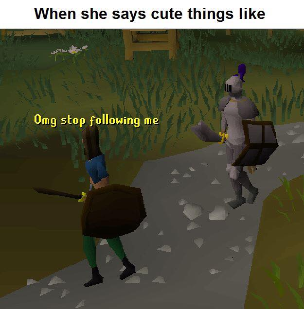 Get follow. Runescape gf. Runescape buying gf. Playing hard to get. Runescape meme guy.