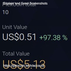 Unit value 51.30 cents/PlexCoin