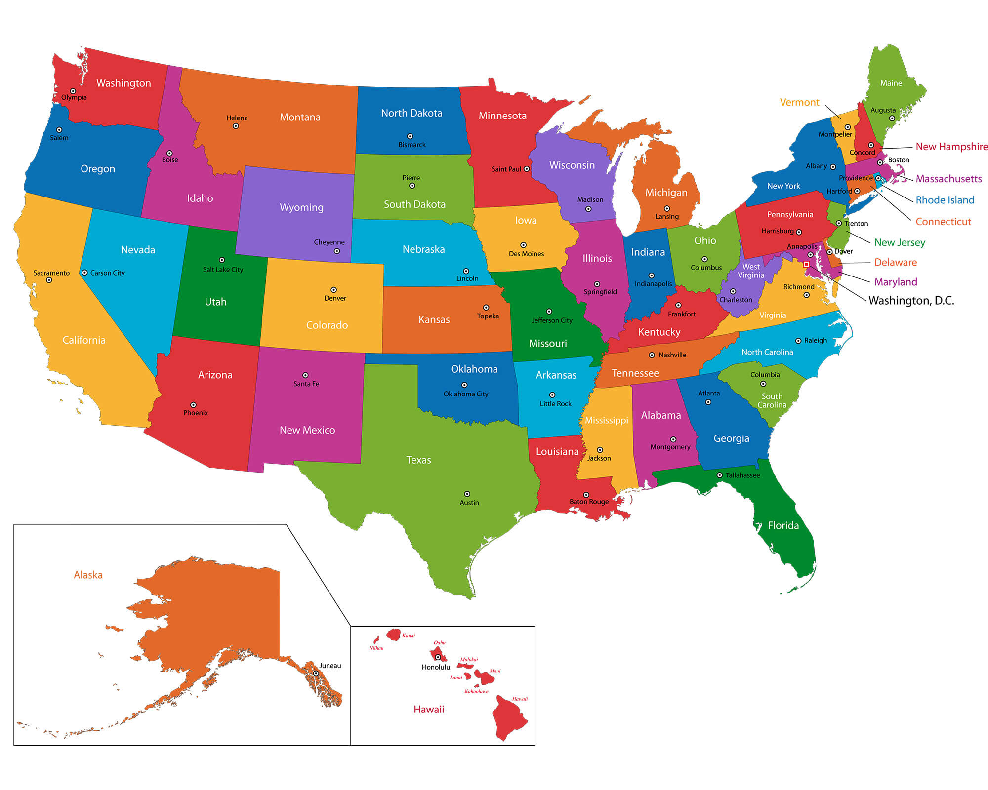 us map with states and major cities Fill in map of us states visited ...
