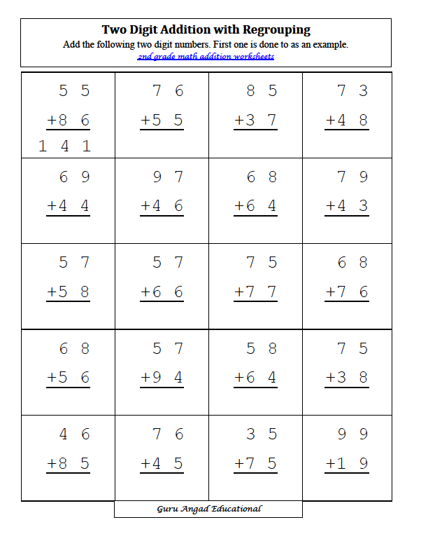 2nd grade math addition with regrouping worksheets steemit