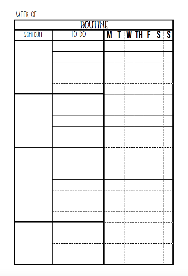 Blank Daily Schedule Chart
