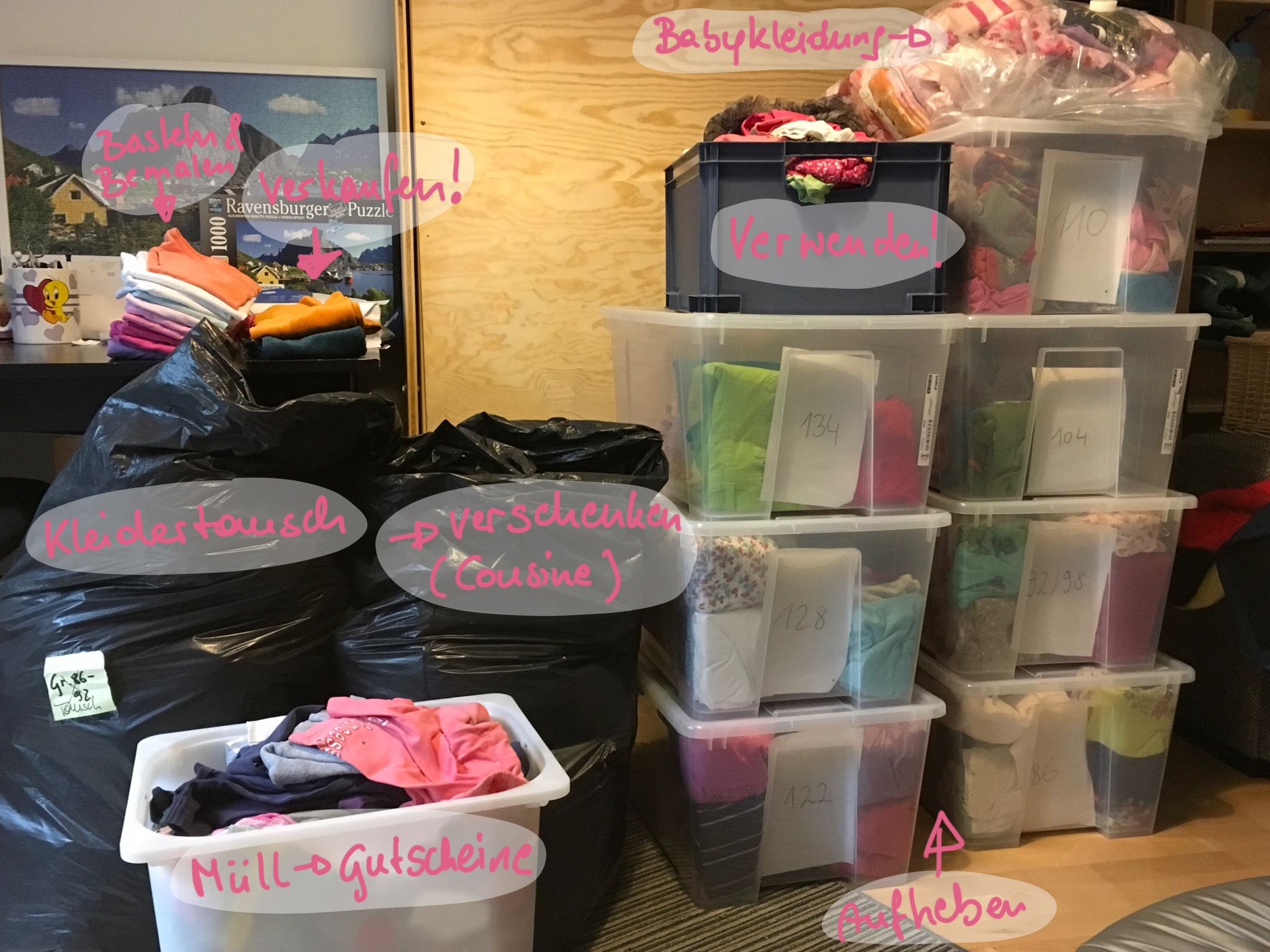 Babykleidung aufbewahren: Wie man Unmengen an Babykleidung organisiert