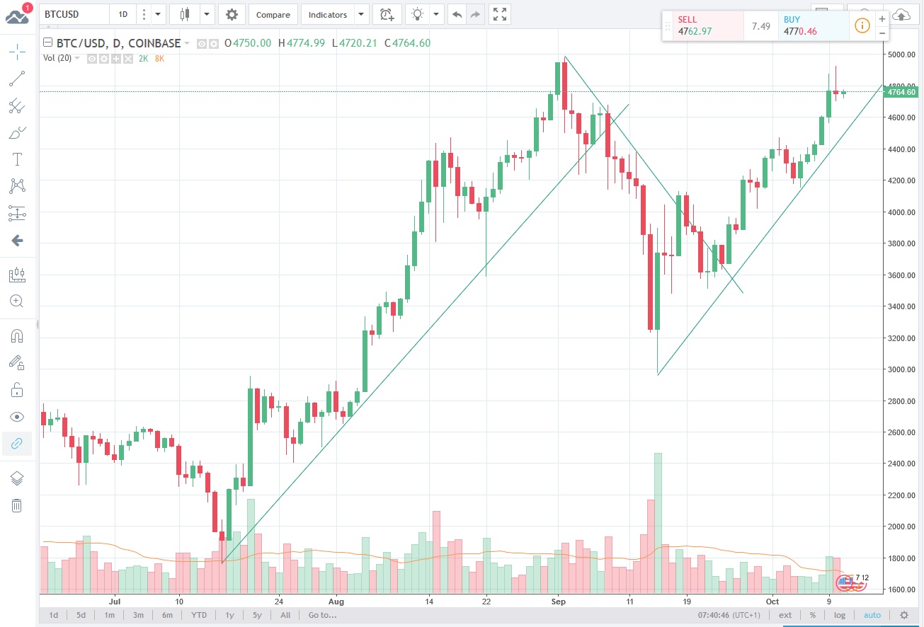 Bitcoin chart candlestick cryptocurrency on stock market