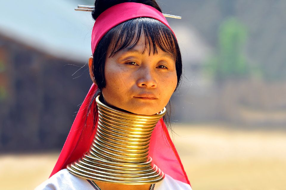 Длинные шеи в африке. Племя Падаунг Бирма. Женщины племени Падаунг.