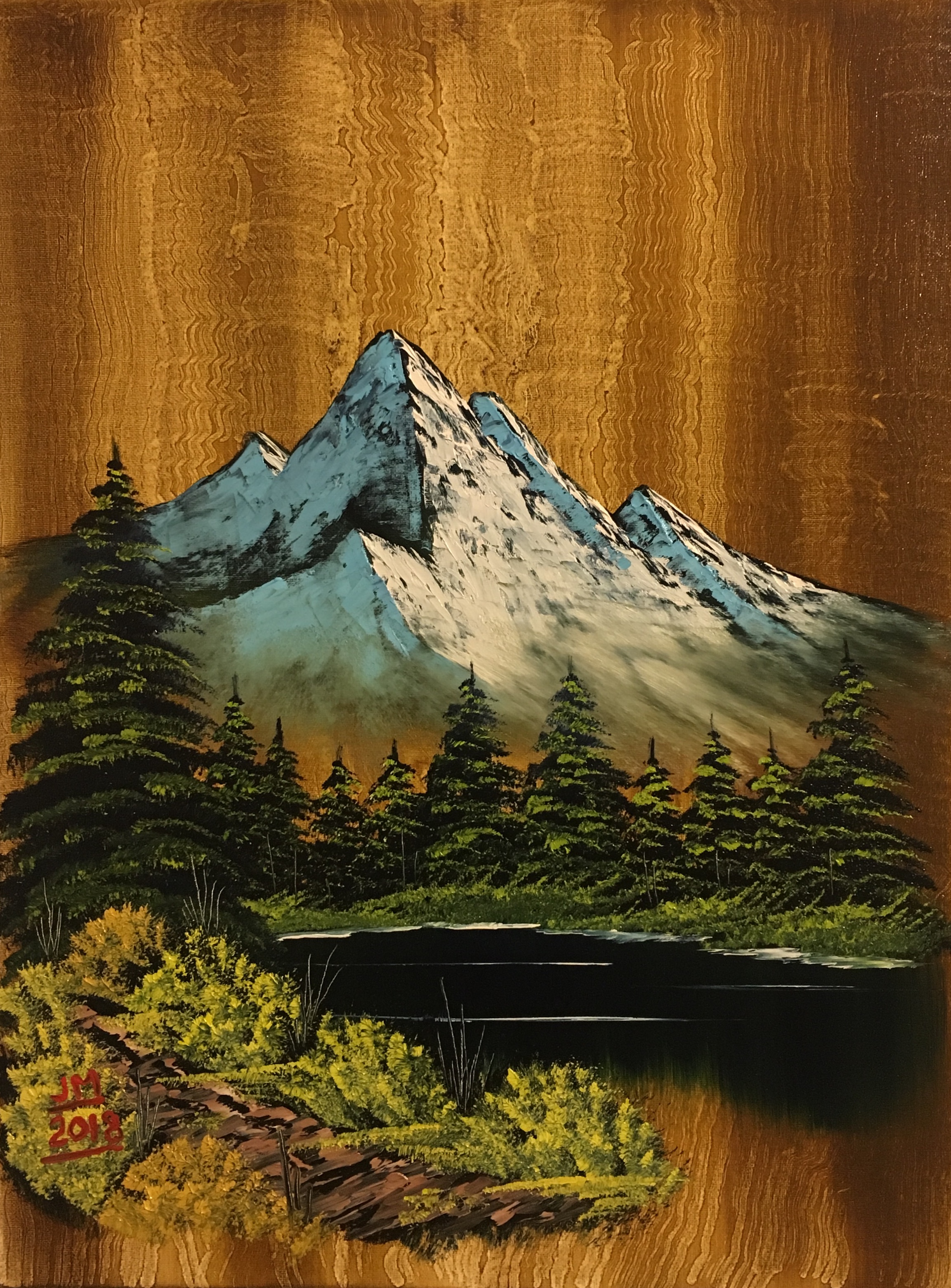 Bob Ross - Authentic Original Mountain Summit Painting