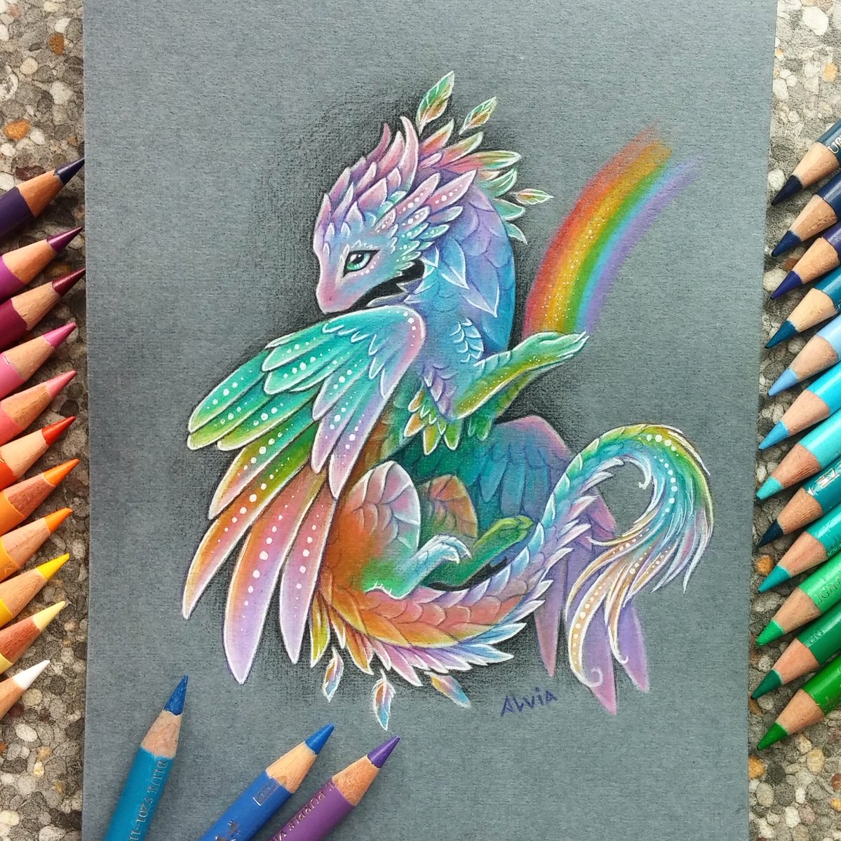 Colored Pencil Sketch Rainbow Dragon Steemit
