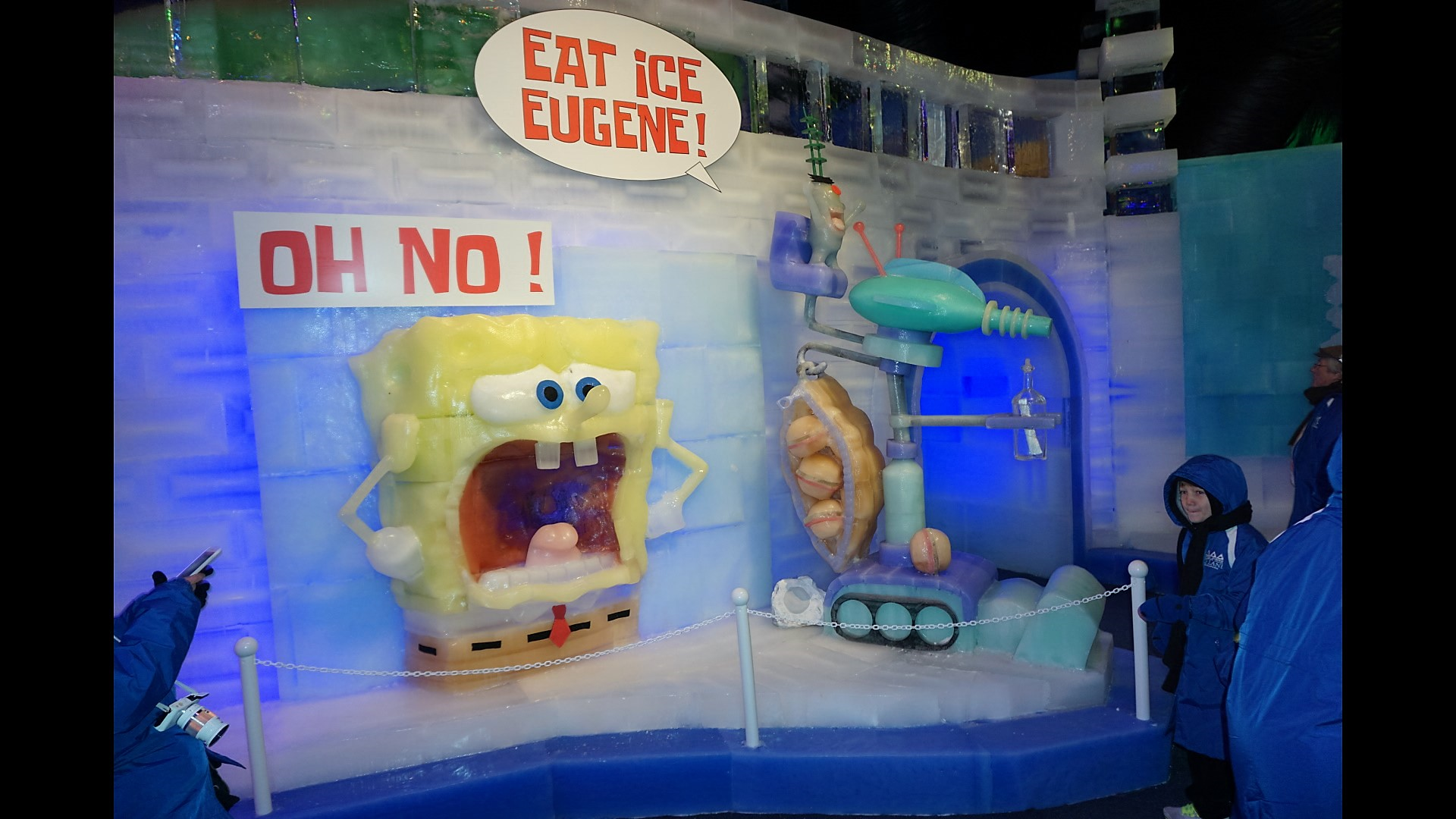 Spongebob Squarepants Ice Sculptures At Moody Gardens Holiday