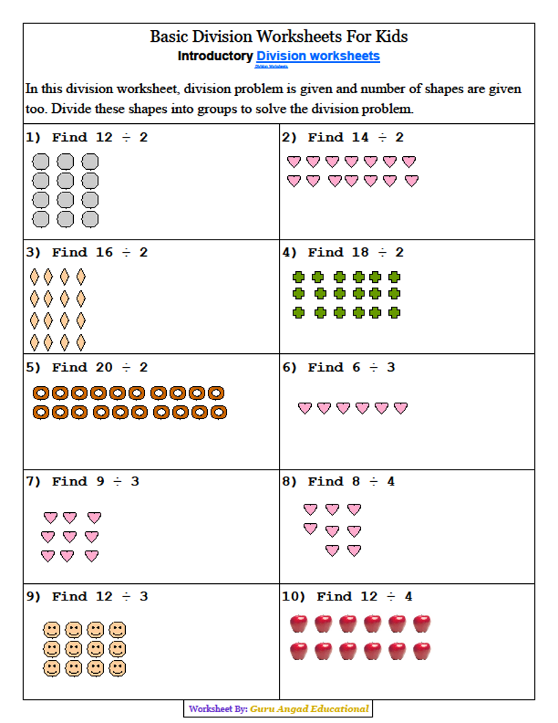 3RD GRADE MATH - BASIC DIVISION PRACTICE SHEETS ROUND 2 ...