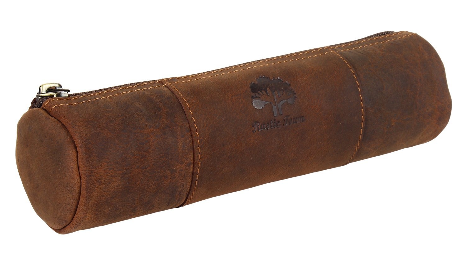 3. Vintage Leather Zippered Pen Pencil Pouch Gift.jpg