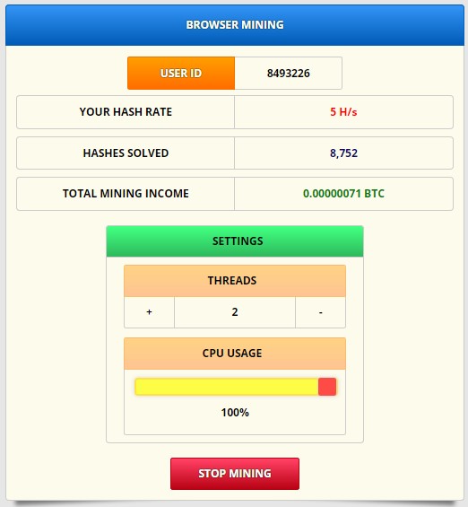 Browser Bitcoin Miner - 