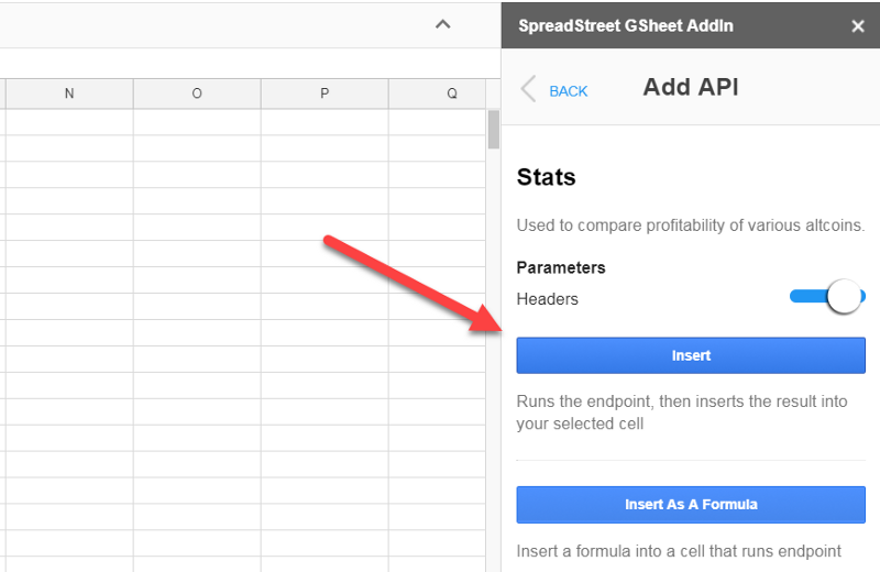 get crypto stats on google sheets
