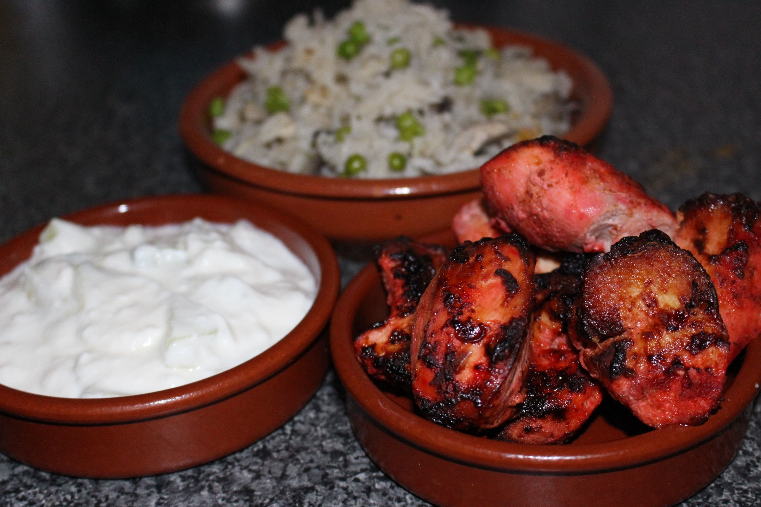 Home Recipys -Chicken Tikka ,Pea and Mushroom Rice, with Raita X.JPG