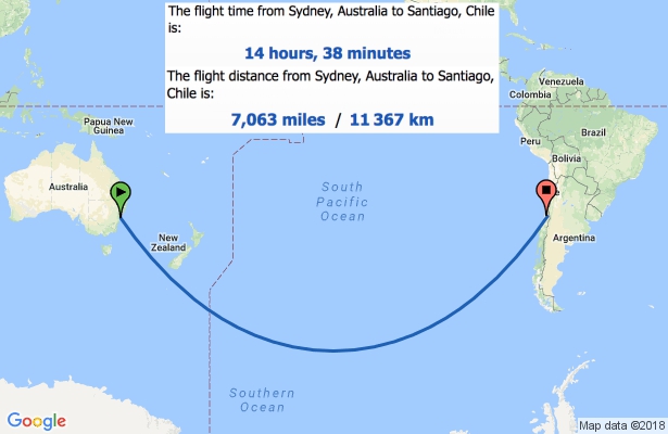 Flight Path Time Distance Speed Sydney Santiago Flat Earth SteemTruth.jpg