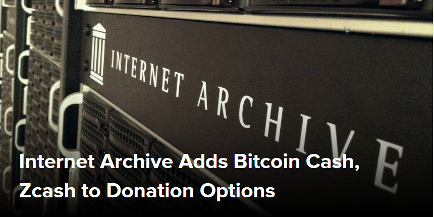 Internet Archive Bitcoin Cash Ads Zcash To Donation Options Steemit - 