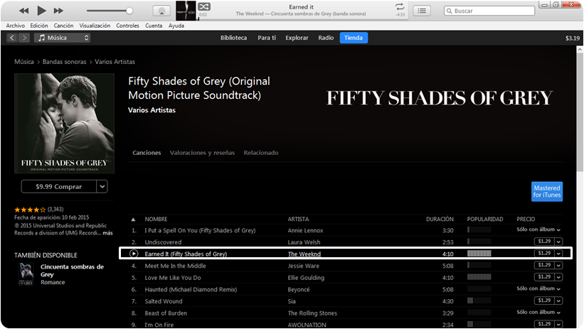 Canción comprada en iTunes