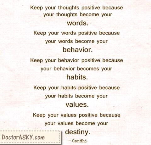 keep your thoughts positive because your thoughts