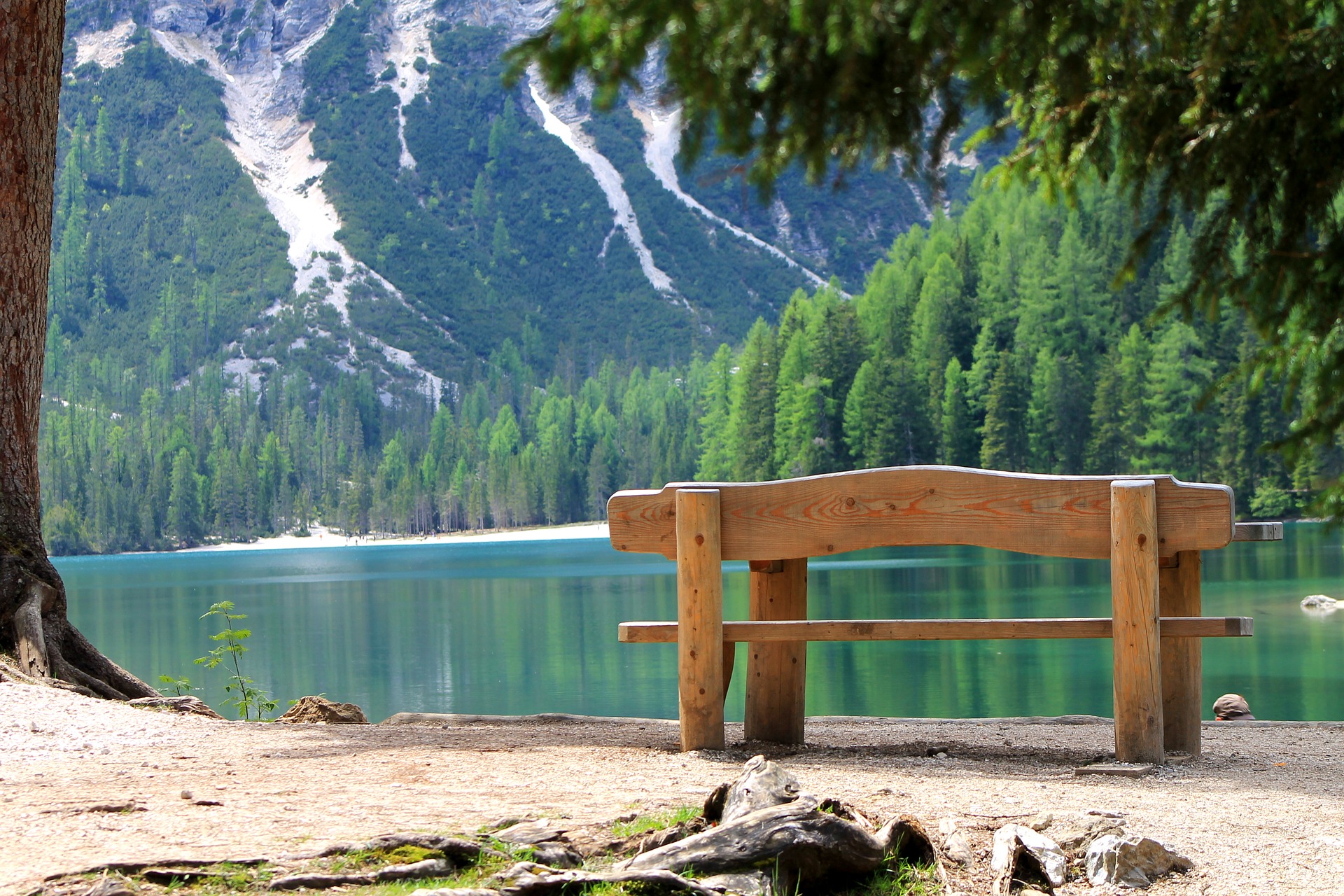 Горное озеро лавочка Швейцарии