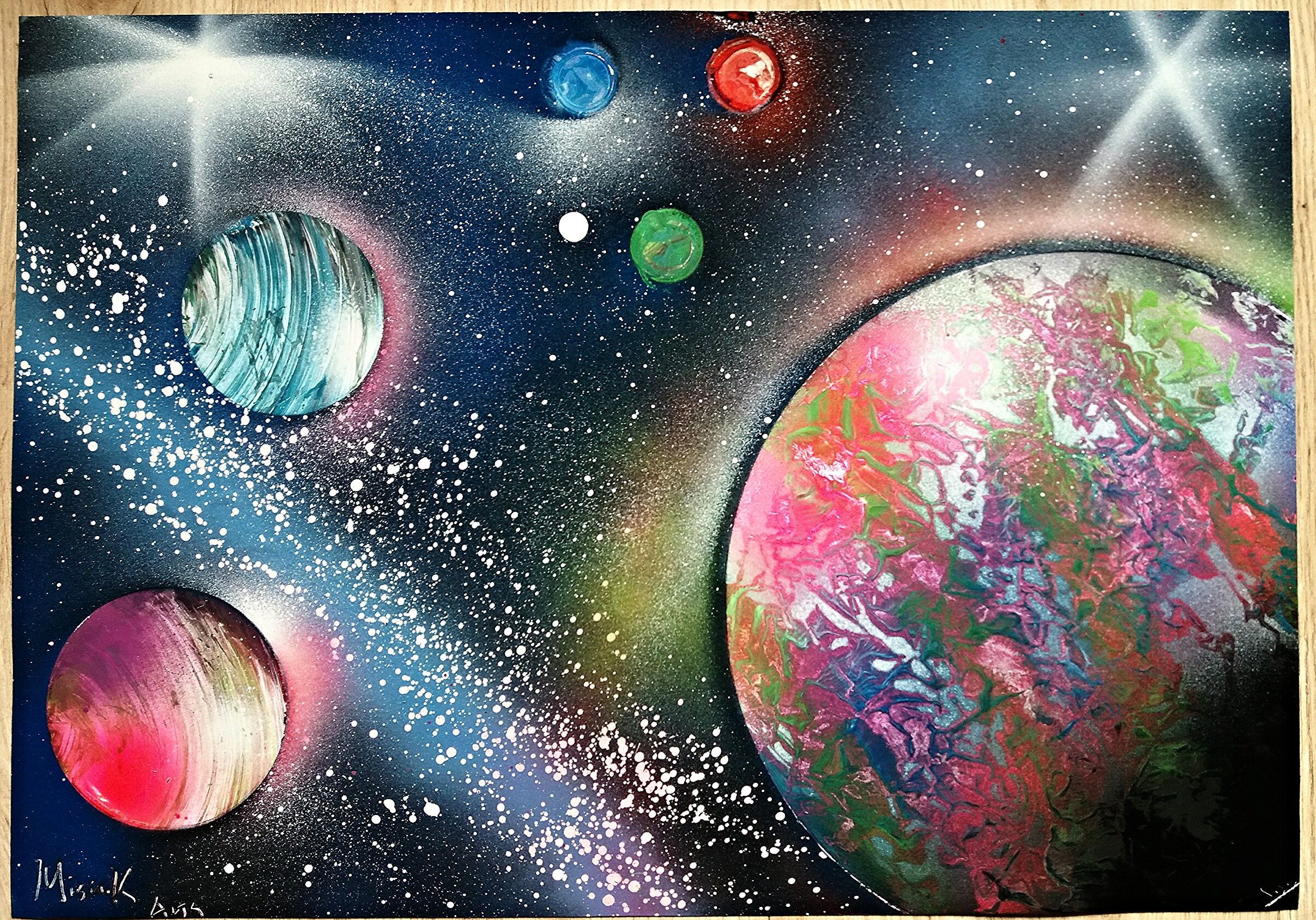 How to paint colorful planets in space. Spray Paint Art Steemit