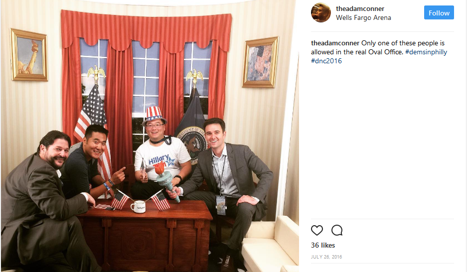 Adam Conner on Instagram  “Only one of these people is allowed in the real Oval Office.  demsinphilly  dnc2016”.png