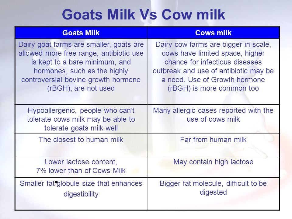 goat dairy vs cow dairy