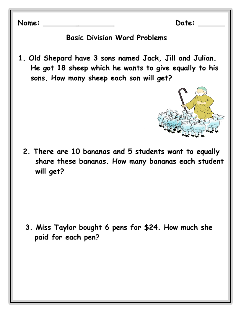 3Rd Grade Math - Basic Division Word Problems — Steemkr