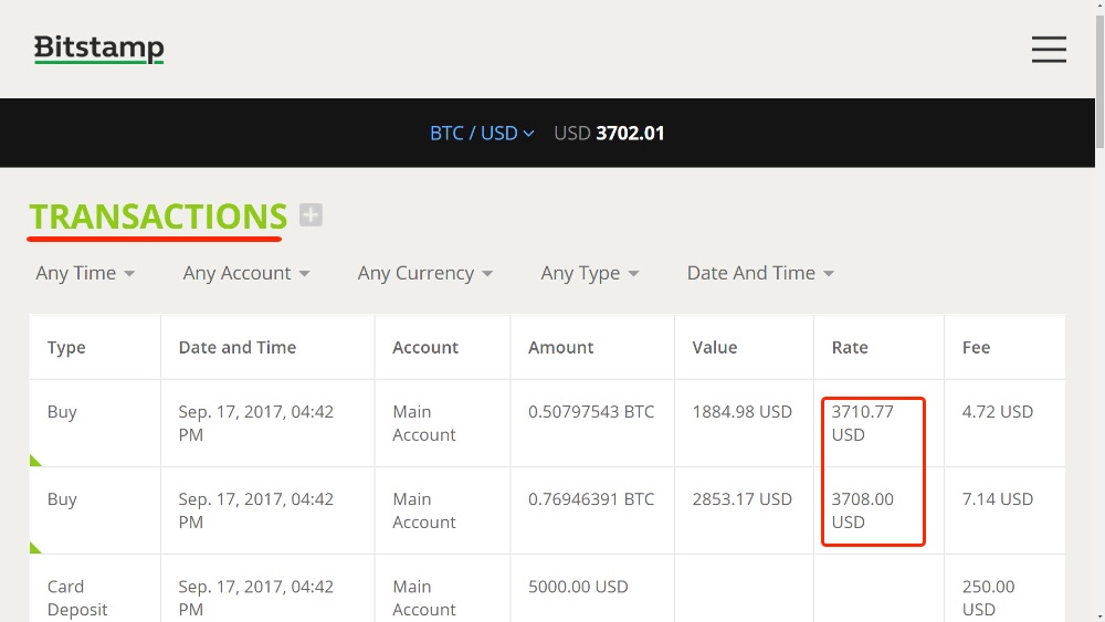 how to find exchange rate on bitstamp