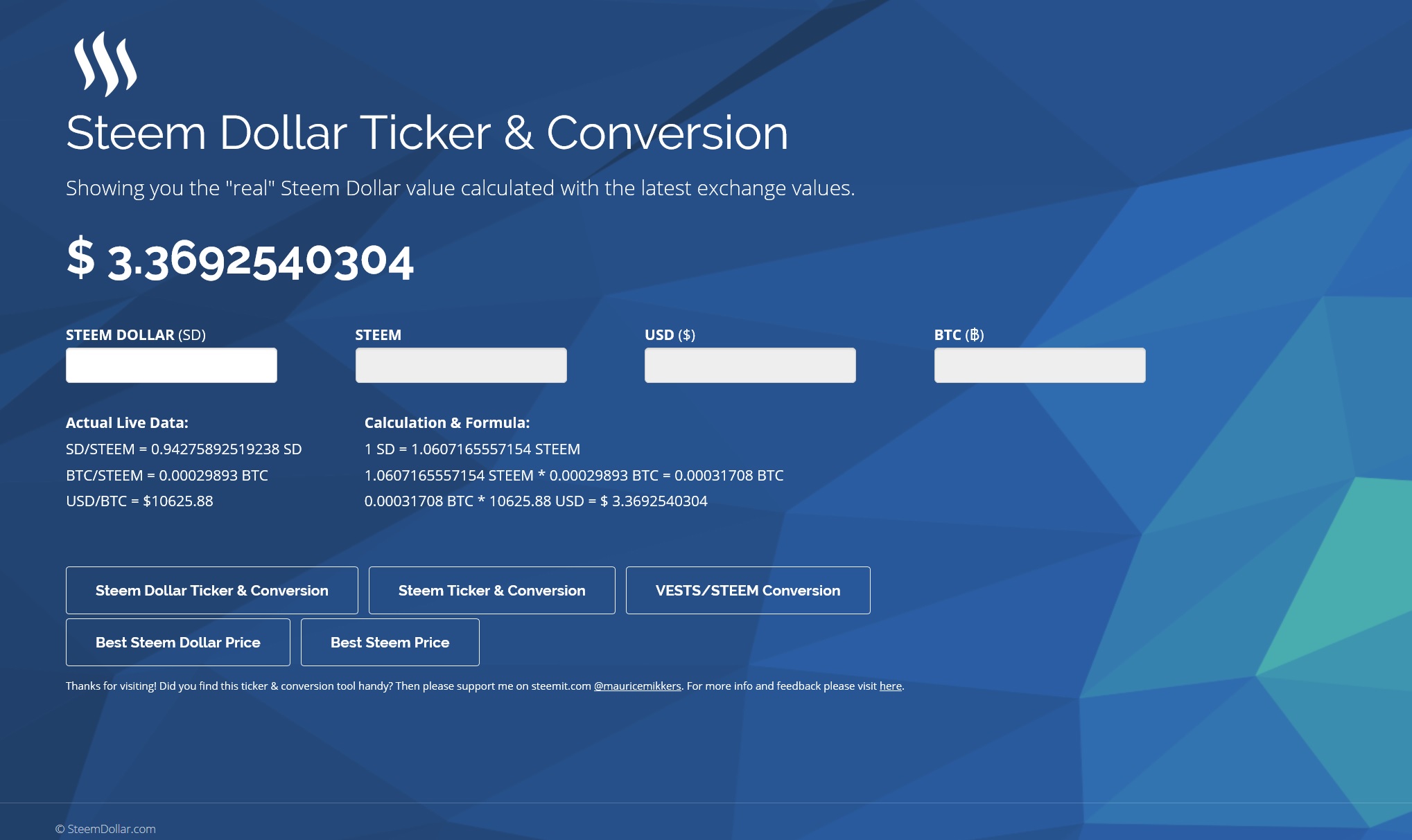 Steem Dollar SBD Ticker Conversion Site - Steem Blockchain - Steemit.jpg
