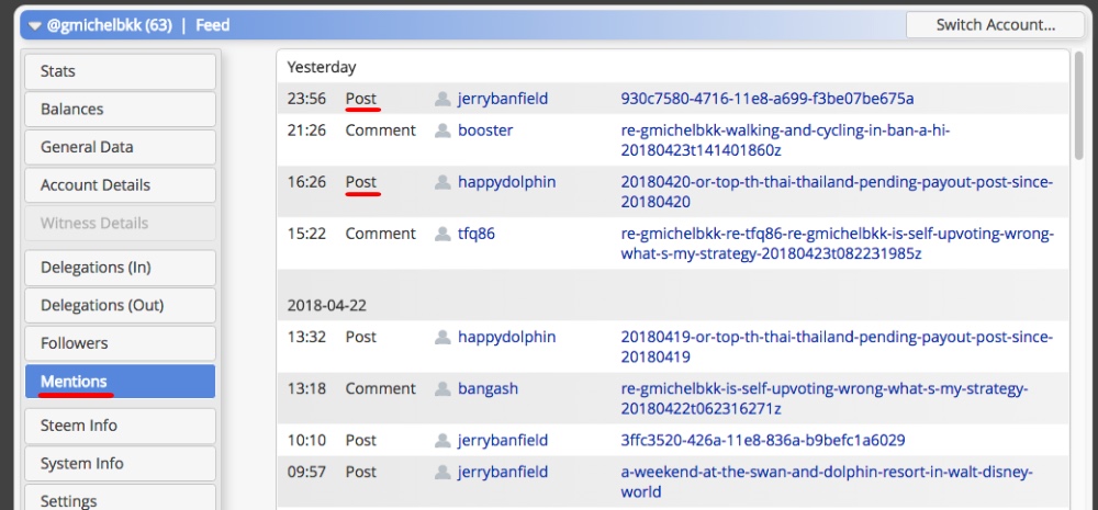 Delegations, Followers and Mentions with SteemWorld.org