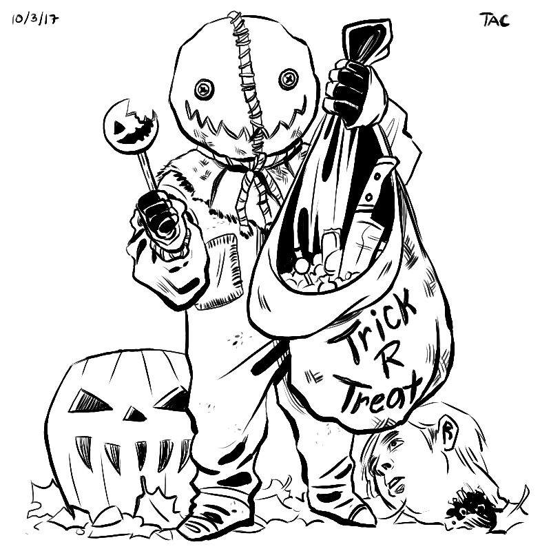 Day 3 I drew Sam from Trick R Treat; it's one of my favorite horror mo...