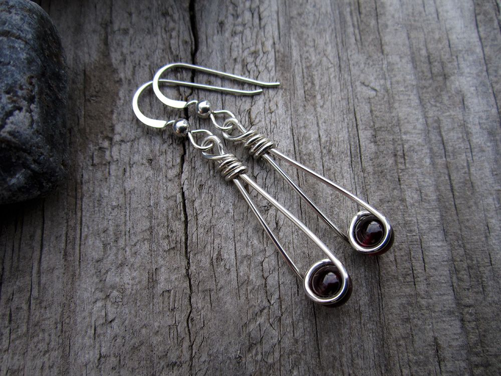 Almandine Garnet Moon Catcher Sterling Silver Earrings 1a.jpg