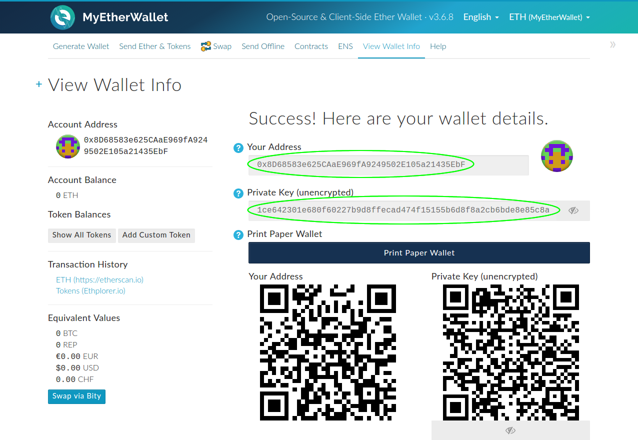 how to show private keys ethereum wallet