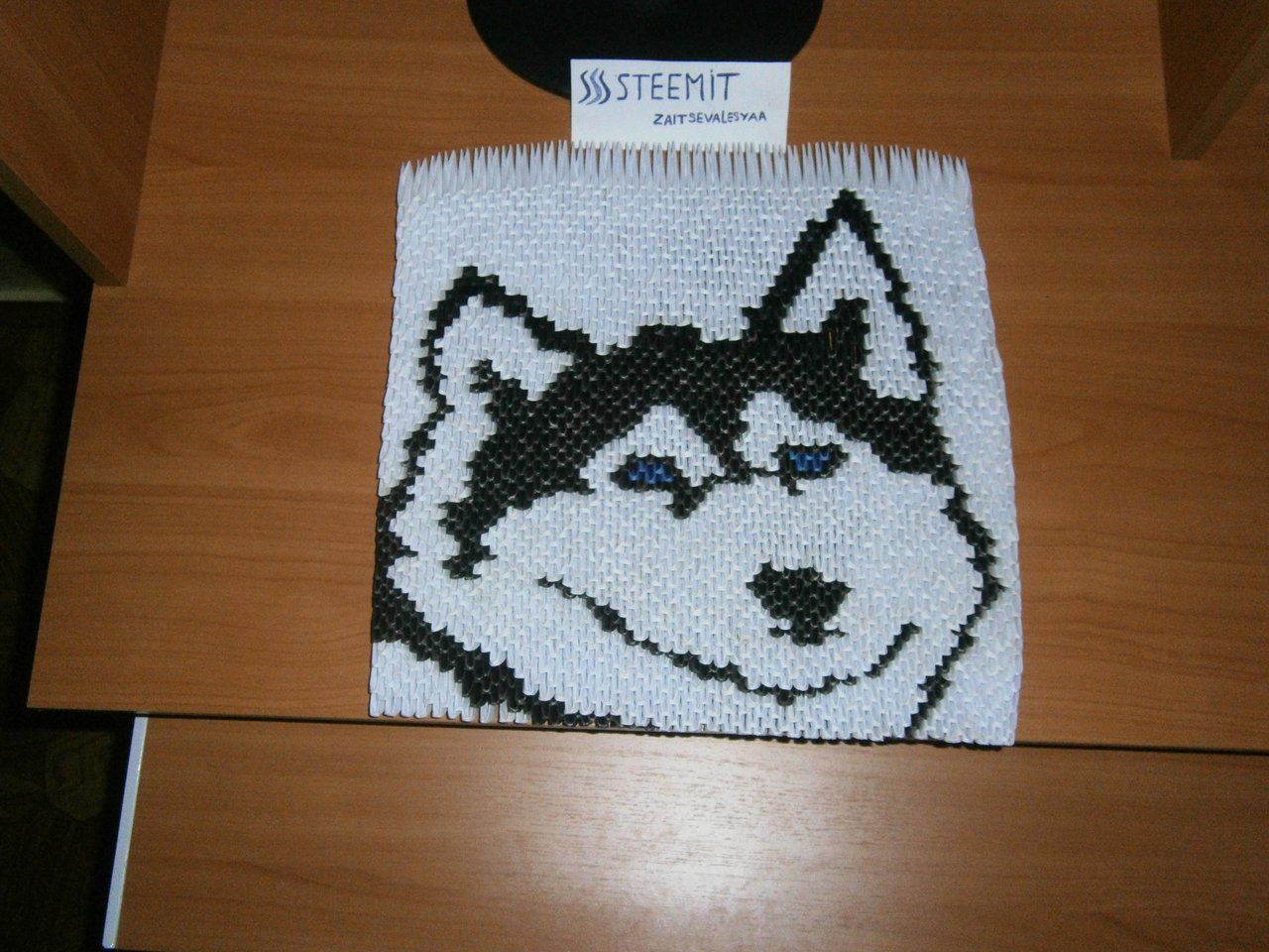 Картина из модулей оригами тигр
