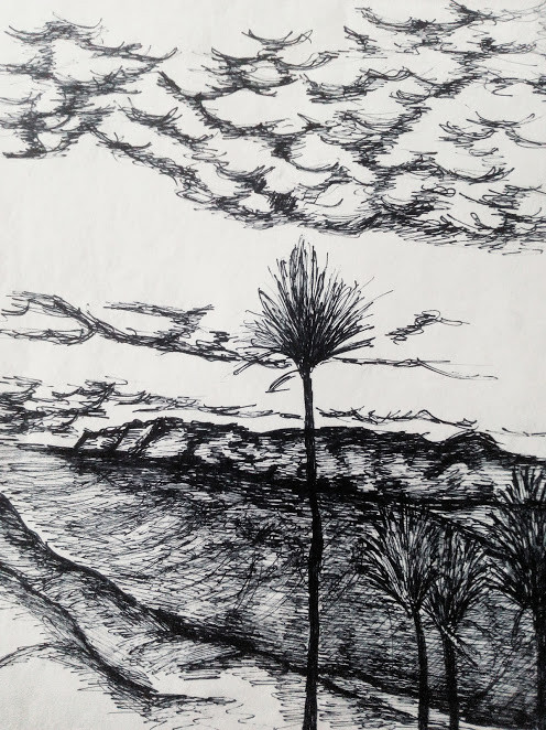 My drawing of New Zealand beach