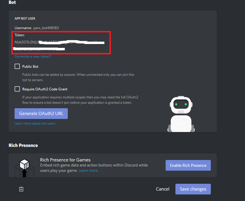 Discord bot token