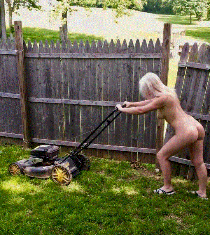 Mowing the lawn in the Nude - NSFW.
