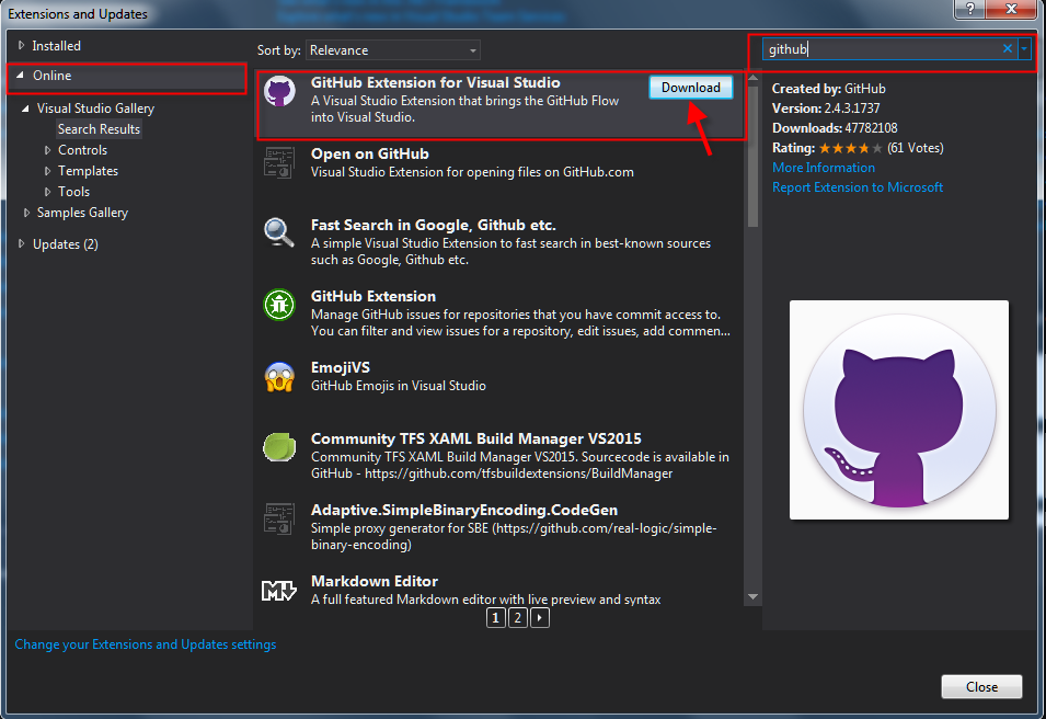 Visual Studio GITHUB. Visual Studio git. Visual Studio Extensions. Addons for Visual Studio.