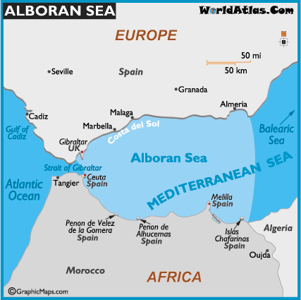 Море альборан карта глубин