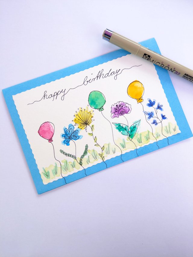 Quick watercolor birthday card painting step by step — Steemit