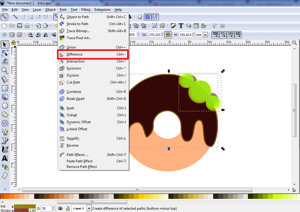 Как выделить в редакторе inkscape несколько объектов