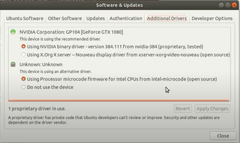 nvidia ubuntu software & update