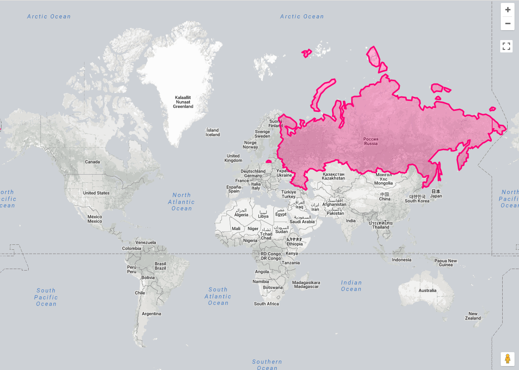 Карта россии и америки сравнить