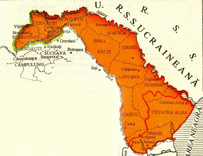 Бессарабия и Северная Буковина в 1940. Присоединение Молдавии и Бессарабии. Карта Бессарабии 1812 года.