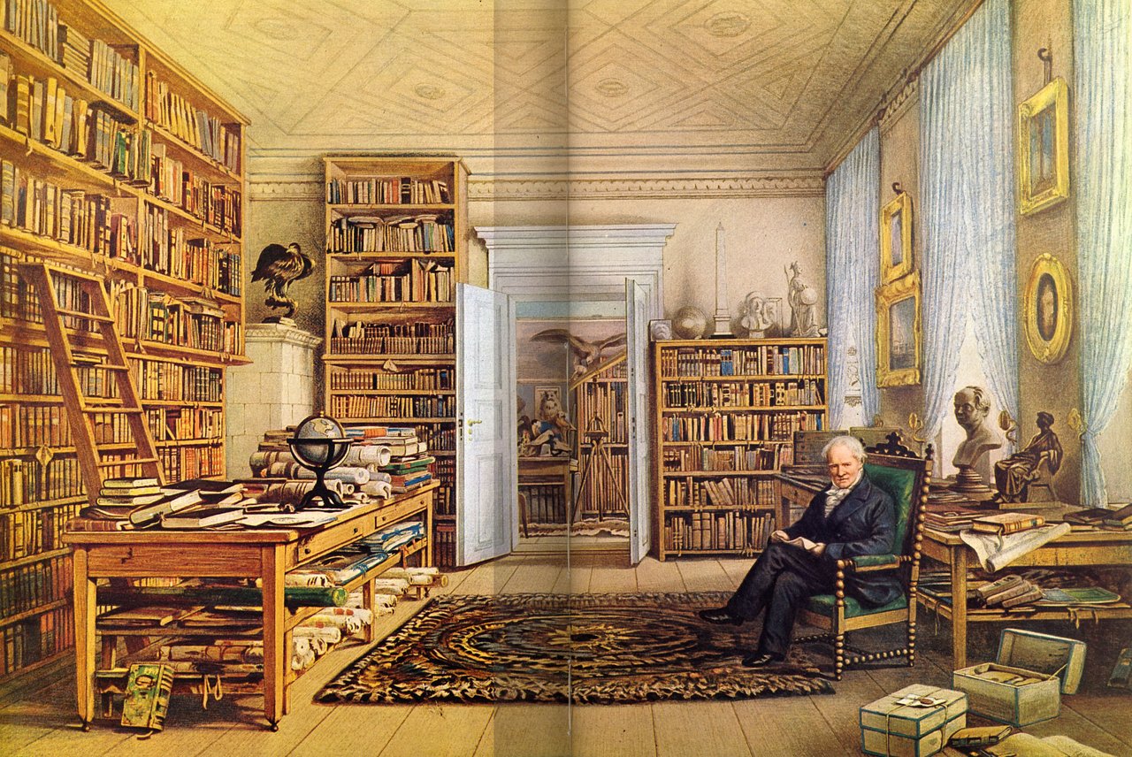 Александр Гумбольдт в своей библиотеке